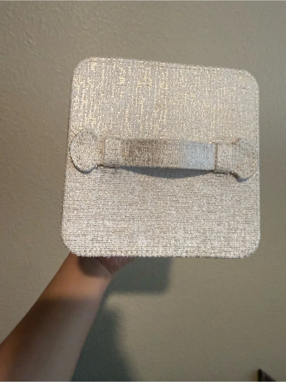 CHANEL Cream Textured Zippered Beauty Case with Gold Accents
